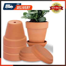 6 Inch Clay Pot For Plant With Saucer - 4 Pack Large Terra Cotta - £22.13 GBP