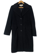 Liz Claiborne Overcoat 10 Black Womens Long Pea Coat Cashmere Wool Quiet... - $99.89