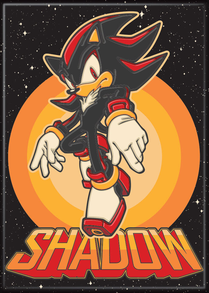 Sonic the Hedgehog Game Shadow Figure On Black Refrigerator Magnet NEW U... - $3.99