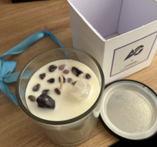 Crystal Candle Lavender Healing Spiritual Aromatherapy  w Crystals Insid... - $32.70