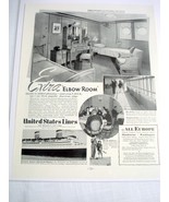 1937 Ocean Liner Ad United States Lines Cruise Ships Extra Elbow Room - £7.87 GBP