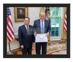 President Donald Trump Holding Letter From KIM-JONG-UN Comical 8X10 Framed Photo - $24.99