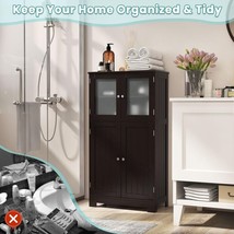 Bathroom Storage Cabinet Wood Linen Storage Organizer Cupboard Adjustabl... - £113.91 GBP