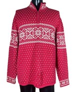 Vtg Lands End Red Fair Isle Nordic Jumper Pullover Holiday Ski Sweater M... - $44.66 CAD