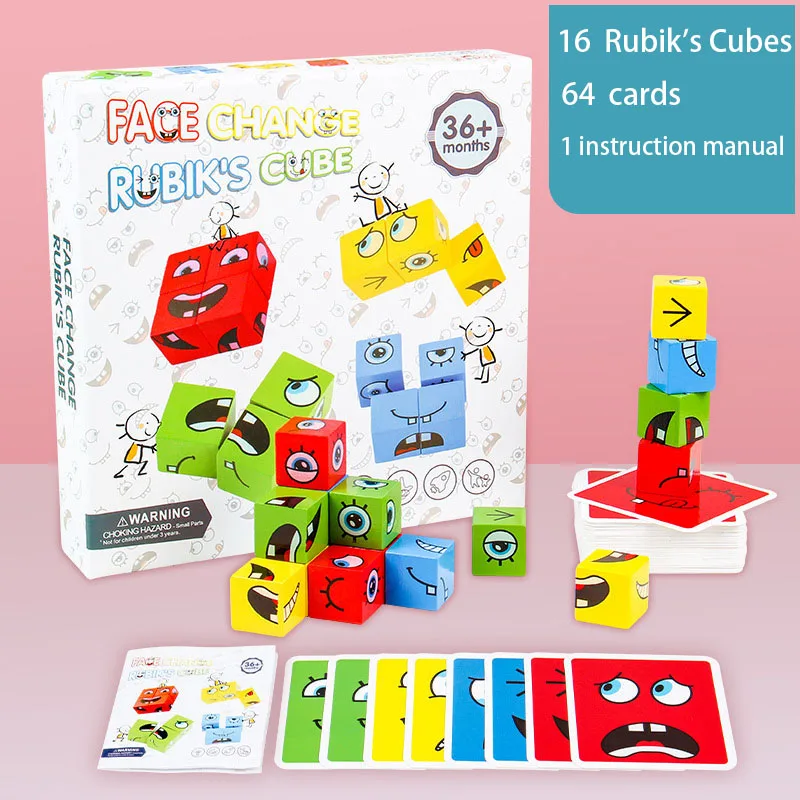 Cube Table Games Expression Puzzle Face Change Cube Building Blocks Toys Early - £8.34 GBP+