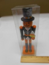 New Halloween Pumpkin Man NUTCRACKER~8.6 Wooden Decoration~Candy Corn Figure - £17.39 GBP