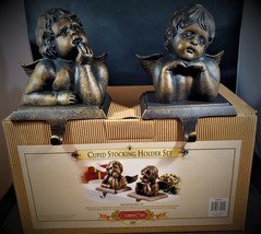 Grandeur Noel Cupid Stocking Holder 2 pc Set Collectors Edition 2003  - $69.29