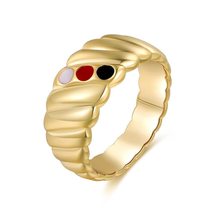 Random Color Girls Stacking Band Jewelry Size 6 to 10 Metal Chunky Gold Ring Thi - £8.69 GBP