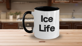 Ice Life Mug White Two Tone Coffee Cup Fishing Figure Speed Skating Hockey Skate - £17.77 GBP