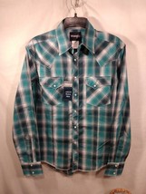 Wrangler Men&#39;s Blue Plaid Authentic Western Snap Shirt MVG257M  - £23.71 GBP