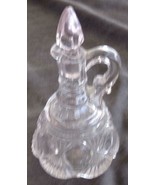 Beautiful Antique Pressed Glass Cruet - Solid Glass Stopper - Turning Pu... - $67.90 CAD