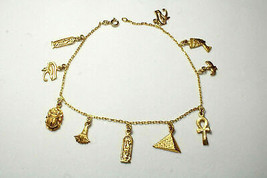 Magnifique bracelet de cheville en or 18 carats Nefertiti Tut Scarab Isi... - $1,083.09