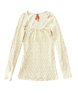 Y2K AERIE Pajama Top XS Vtg PJ Ivory Orange Mini Floral Knit Prairie Cot... - $22.28