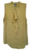 H&amp;M Women&#39;s Ruffle Front Blouse Sleeveless Size 6 Mustard Yellow - £6.99 GBP