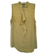 H&amp;M Women&#39;s Ruffle Front Blouse Sleeveless Size 6 Mustard Yellow - £7.11 GBP