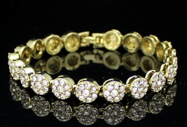 1 Row Cluster 14k Gold Plated Hip Hop Tennis Luxury CZ Bracelet - £9.58 GBP