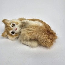 Realistic Kitten kitty Cat Replica Rabbit Fur Lifelike Siberian Laying D... - $24.94