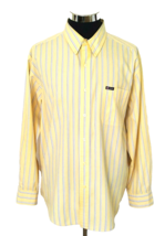 CHAPS Dress Shirt Men&#39;s Size X- Large Yellow Blue &amp; White Stripes Button... - £15.78 GBP