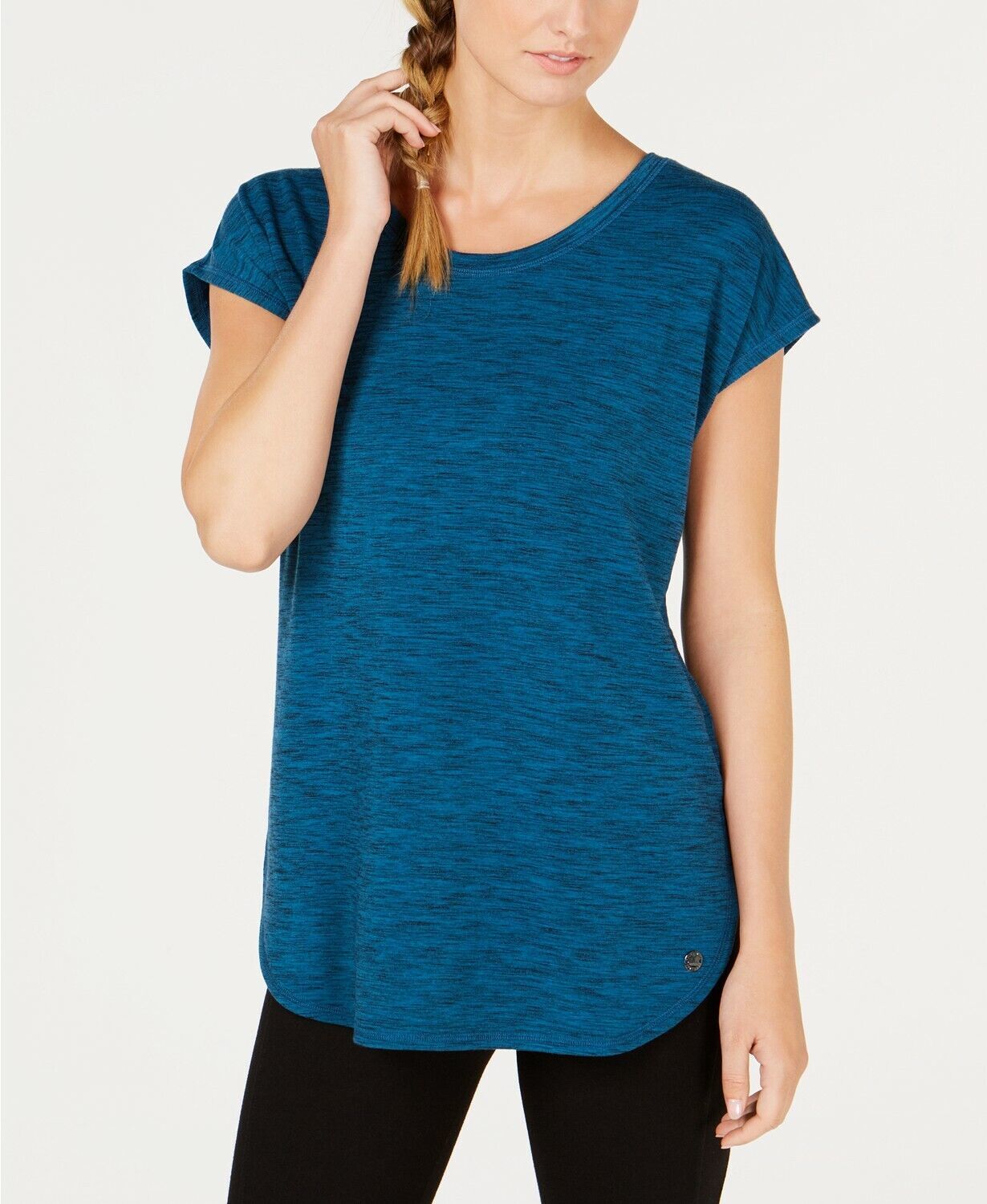 Primary image for 34.50$ Ideology Essential Space-Dyed Lace-Up Back T-Shirt, Color: Teal, Size: XL