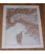 1911 ANTIQUE MAP OF NORTHERN ITALY TUSCANY LOMBARDY PIEDMONT / CORSICA F... - £23.40 GBP