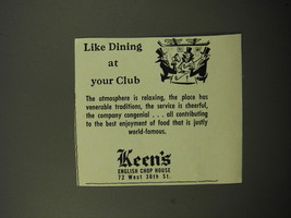 1950 Keen&#39;s English Chop House Ad - Like dining at your club - £14.55 GBP