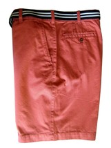 IZOD Men&#39;s Flat Front Bermuda Shorts 40 Light Red Baked Apple with Belt NEW - £17.76 GBP