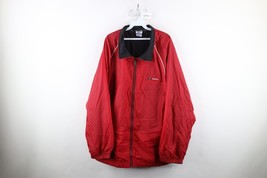 Vintage 90s Reebok Mens 2XL Spell Out Lined Full Zip Windbreaker Jacket Red - £39.38 GBP
