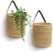 Small Woven Fern Hanging Rope Basket Flower Plants Wall Basket Decor Set Boho, - £31.25 GBP