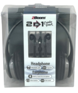 2Boom 2-in-1 Headphone Earphone Set Black Noise Isolation Hands-Free New... - $15.35