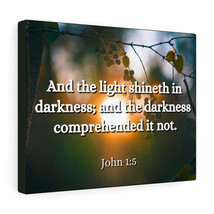   Light Shineth John 1:5 Bible Verse Canvas Christian Wall Art R - £59.76 GBP+