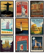 Attractions Around The World Posters Art Prints World Travel Poster Wall... - £25.33 GBP