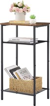 Hoctieon 3-Tier End Table With Telephone Shelf, Narrow Side Table, Rustic Brown. - £37.63 GBP