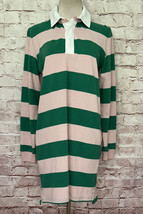 Boden Rugby Shirt Dress Girls 13-14 green pink Striped British Flag pop collar - £30.46 GBP