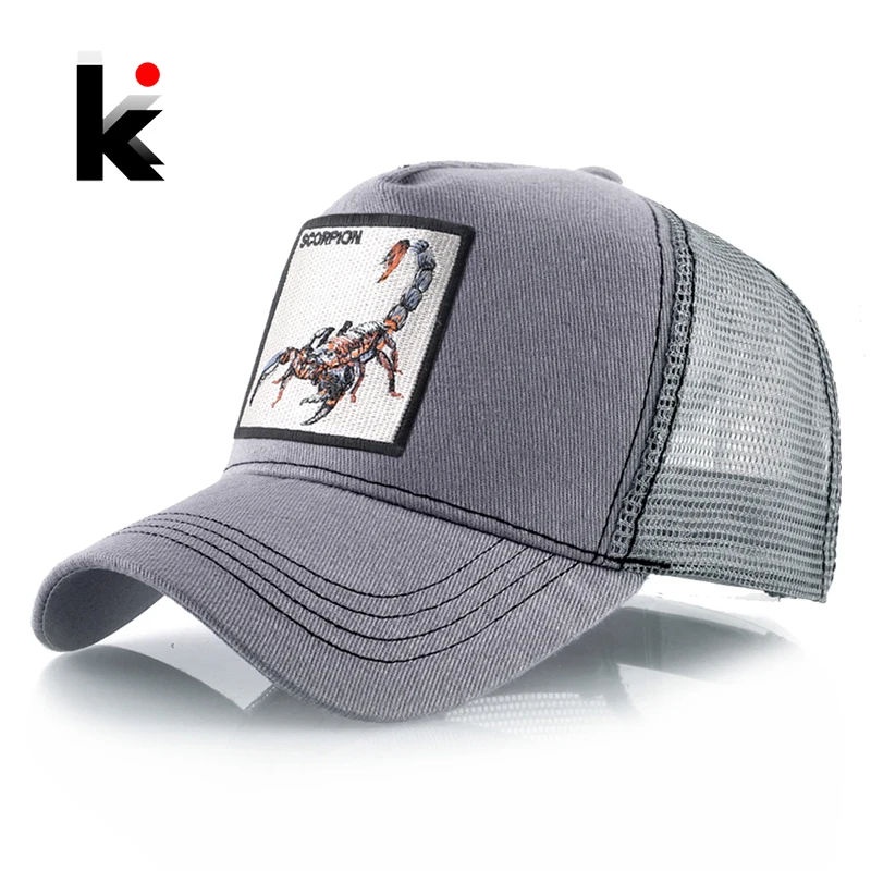 Ear trucker caps with scorpion patch men s snapback hip hop baseball cap for women four thumb200