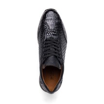 calfskin and genuine caiman crocodile fashion sneaker Roma Black image 4