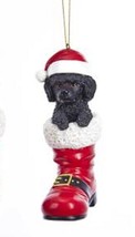 Santa Boot Poodle Black Dog Breed Resin Christmas Ornament - £7.98 GBP