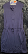 GAP Sheath Dress Womens Small Navy Cotton Sleeveless Crew Neck Button Drawstring - £6.67 GBP