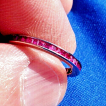 Ruby Eternity Wedding Band Deco Stack Infinity Anniversary Ring 14k White Gold - $3,385.62 CAD
