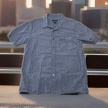 Calvin Klein Vtg Button Up Mens Size Large Short Sleeve Blue Gray Plaid ... - $20.79