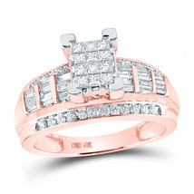 10kt Rose Gold Princess Diamond Cluster Bridal Wedding Engagement Ring 7/8 Cttw - £859.94 GBP