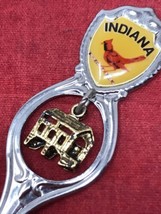 Travel Souvenir State 4.5&quot; Collector Spoon - Indiana Dangle Charm Engraved - £7.10 GBP