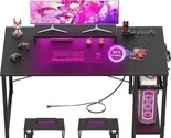 47 Gaming Computer Desk With Led Lights, Power Outlet And Usb, Reversibl... - $222.99