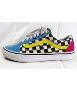 VANS Checkered Old Skool Blue Pink Yellow Black MENS 7 WOMENS 8.5 (721454) - £18.28 GBP