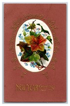 Ivy Cameo New Years Greetings Embossed Gilt DB Postcard V1 - £3.49 GBP