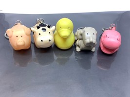 5 Vintage Animals Keyring Hippo Keychain Dog Ancien Porte-Clés Pig ~ Cow ~ Duck - £8.91 GBP
