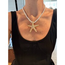 Gold Starfish Pendant Rope Necklace – Jewelry with Twisted Cord - $15.00