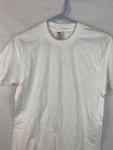 Hanes Small Blank T Shirt Vtg 80s 90s USA Cotton Plain White Single Stitch Basic - £23.63 GBP