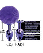 Nixie metal butt plug set pom pom &amp; jewel purple metallic - £33.51 GBP