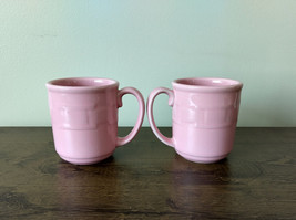 Longaberger Woven Traditions Pink Set of Two Mugs Cups 12oz - $24.75