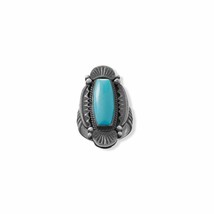 Vintage Men&#39;s Native American Oval Cut Blue Turquoise Ring 14K White Gold Finish - £520.47 GBP